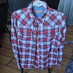 Jachs Girlfriend Red Plaid Casual Button Down Shirt